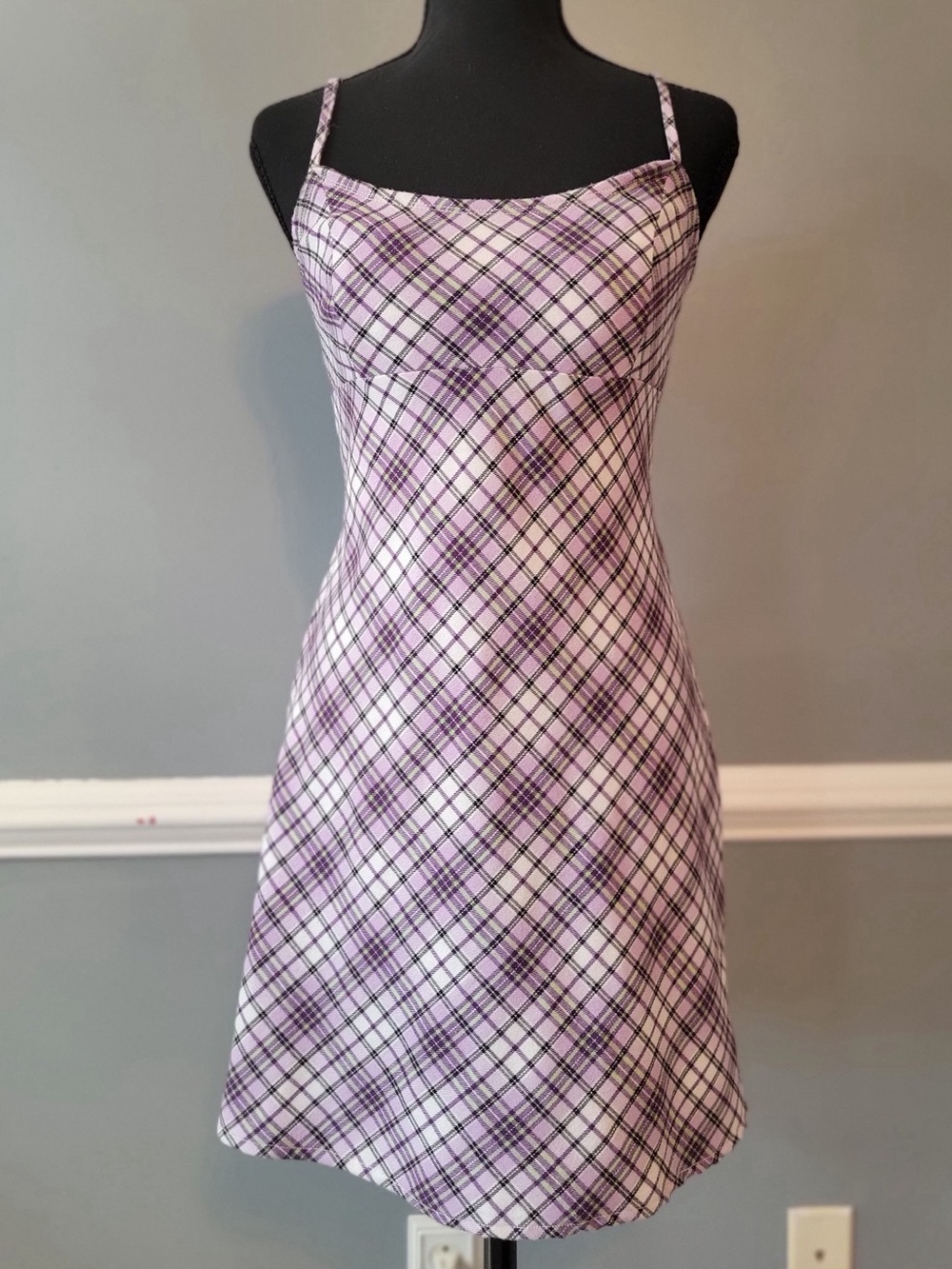 Brandi Melville/John Galt  Lilac Plaid Spaghetti Strap Dress